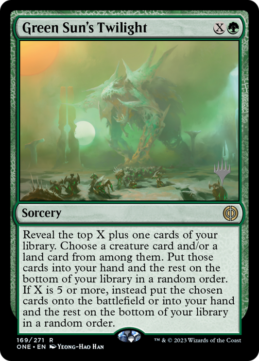 Green Sun's Twilight (Promo Pack) [Phyrexia: All Will Be One Promos] [Foil]