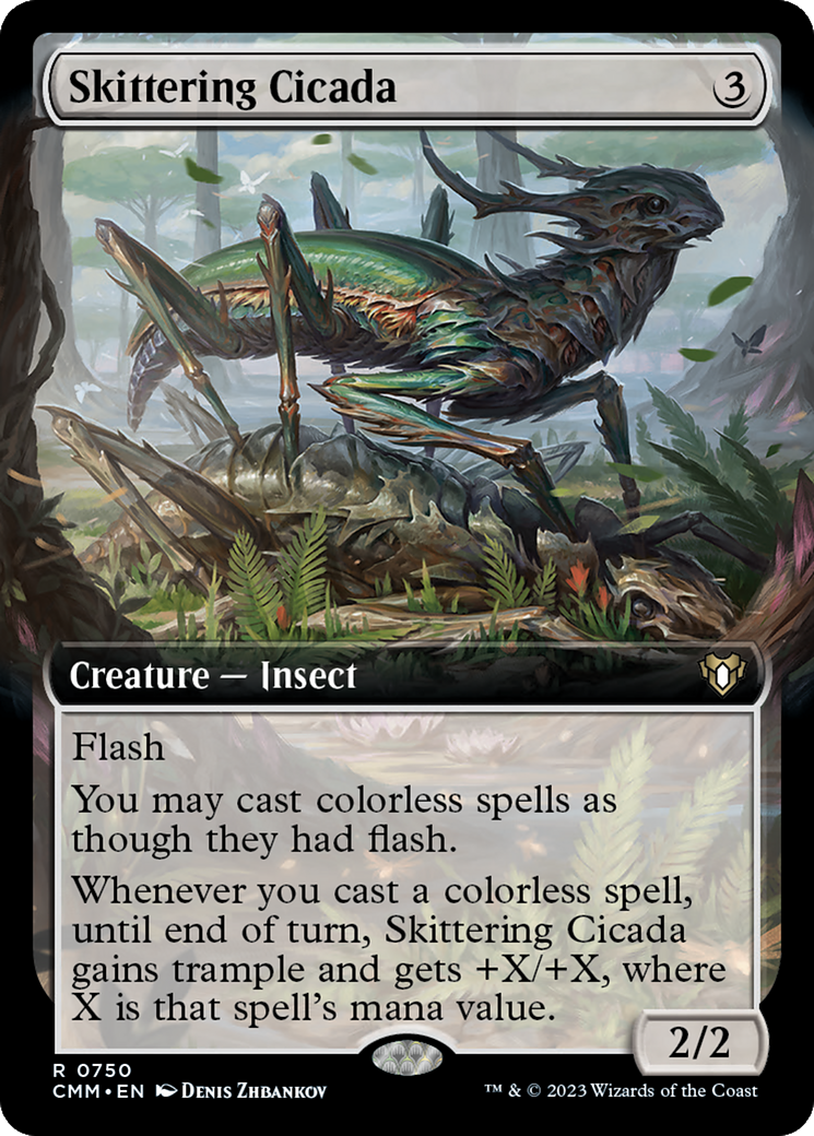 Skittering Cicada (Extended Art) [Commander Masters] [Foil]