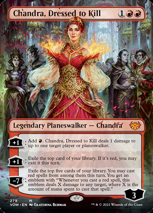 Chandra, Dressed to Kill (Borderless) [Innistrad: Crimson Vow] [Foil]