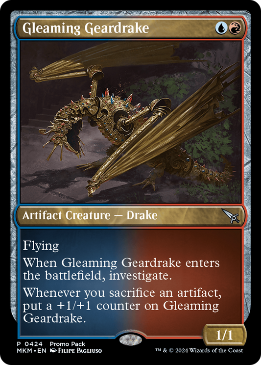 Gleaming Geardrake (Promo Pack) [Murders at Karlov Manor Promos] [Foil]