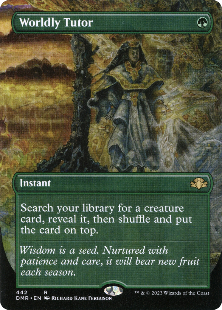 Worldly Tutor (Borderless Alternate Art) [Dominaria Remastered] [Foil]