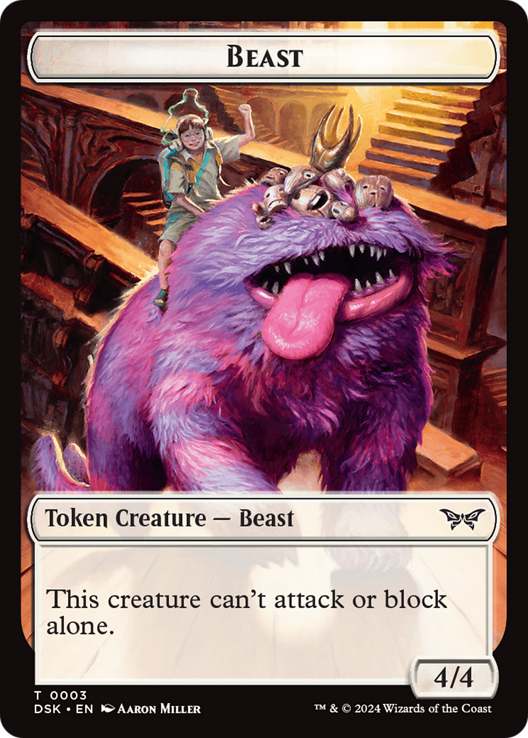 Beast // Manifest Double-Sided Token [Duskmourn: House of Horror Tokens] [Foil]