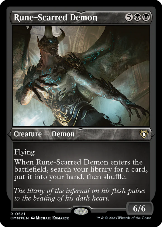 Rune-Scarred Demon (Foil Etched) [Commander Masters]