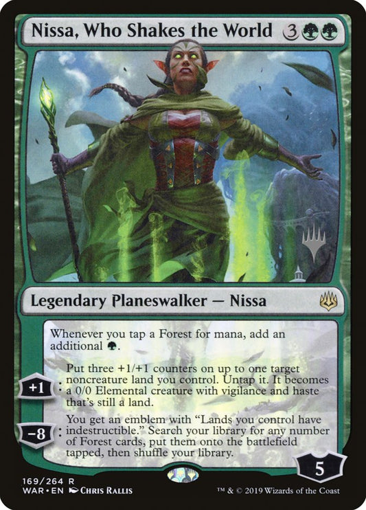 Nissa, Who Shakes the World (Promo Pack) [War of the Spark Promos] [Foil]