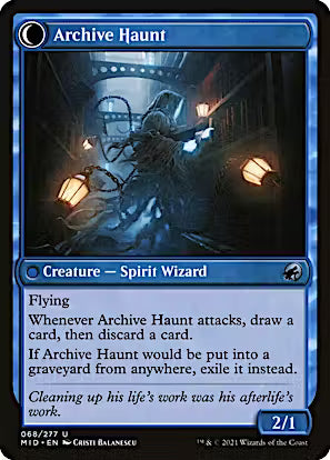 Overwhelmed Archivist // Archive Haunt [Innistrad: Midnight Hunt] [Foil]