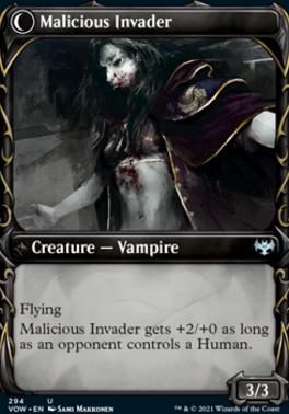 Innocent Traveler // Malicious Invader (Showcase Fang Frame) [Innistrad: Crimson Vow] [Foil]