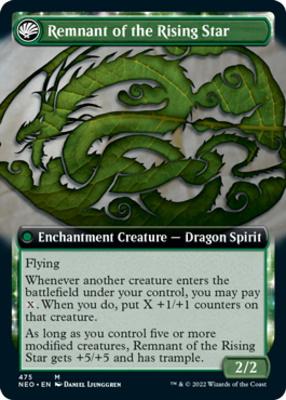 Jugan Defends the Temple // Remnant of the Rising Star (Extended Art) [Kamigawa: Neon Dynasty] [Foil]