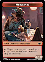 Mercenary // Dinosaur Double-Sided Token [Outlaws of Thunder Junction Tokens]