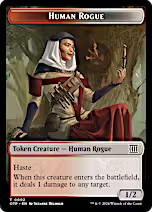 Treasure // Human Rogue Double-Sided Token [Outlaws of Thunder Junction Tokens]