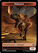 Treasure (0018) // Dinosaur (0009) Double-Sided Token [The Lost Caverns of Ixalan Tokens] [Foil]
