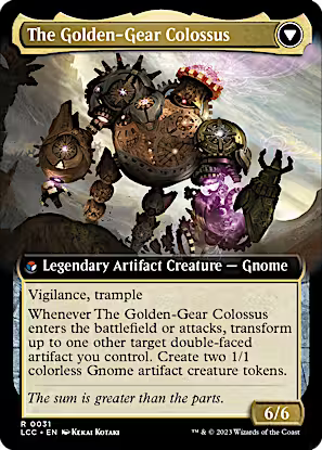 Tetzin, Gnome Champion // The Golden-Gear Colossus (Extended Art) [The Lost Caverns of Ixalan Commander] [Foil]