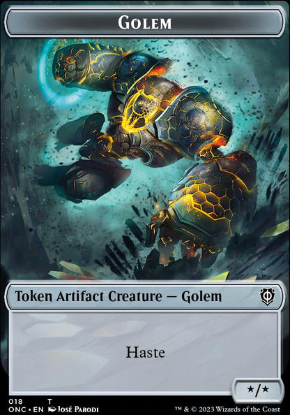 The Monarch // Golem Double-Sided Token [Phyrexia: All Will Be One Commander Tokens]