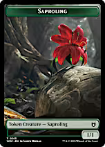 Human Monk // Saproling Double-Sided Token [Wilds of Eldraine Commander Tokens] [Foil]